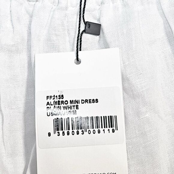 Faithfull The Brand Almero Mini Dress - Plain White Size 6 Boho Linen NWT - Picture 14 of 16